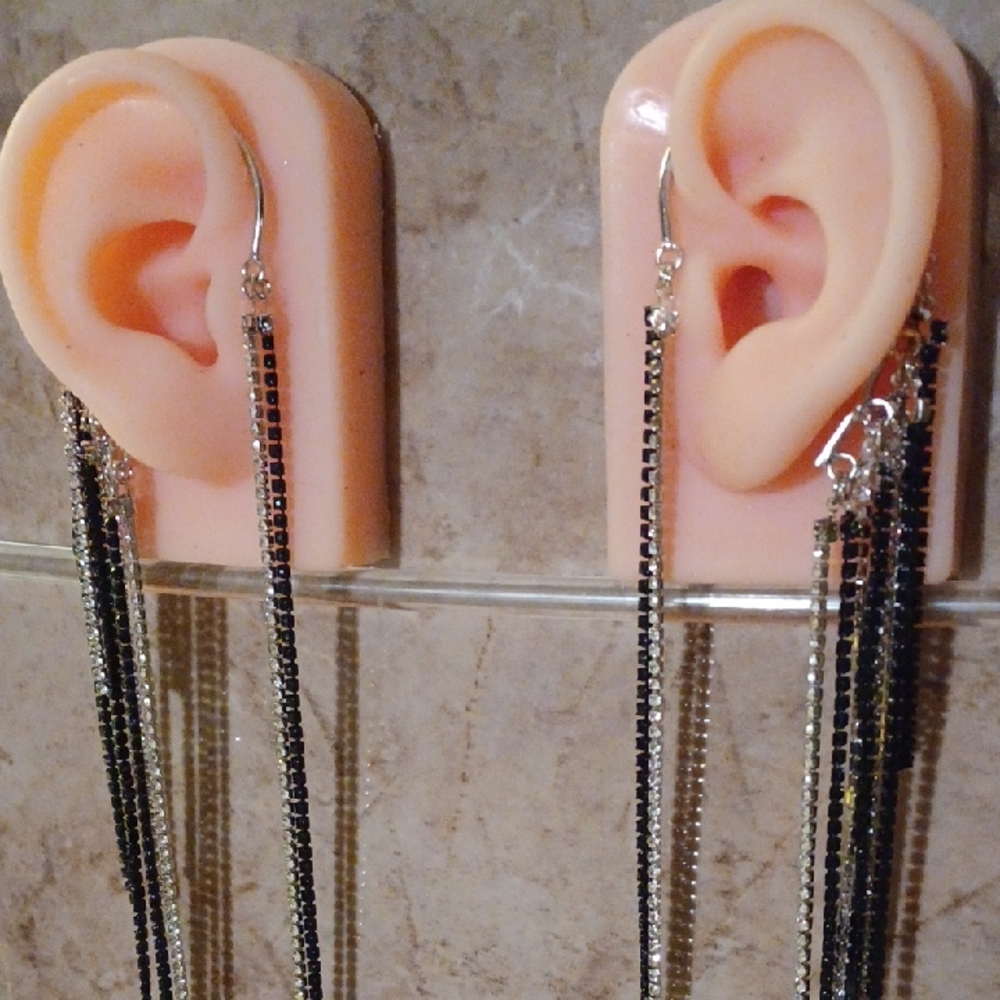 Hand Crafted Silver and Black Earrings